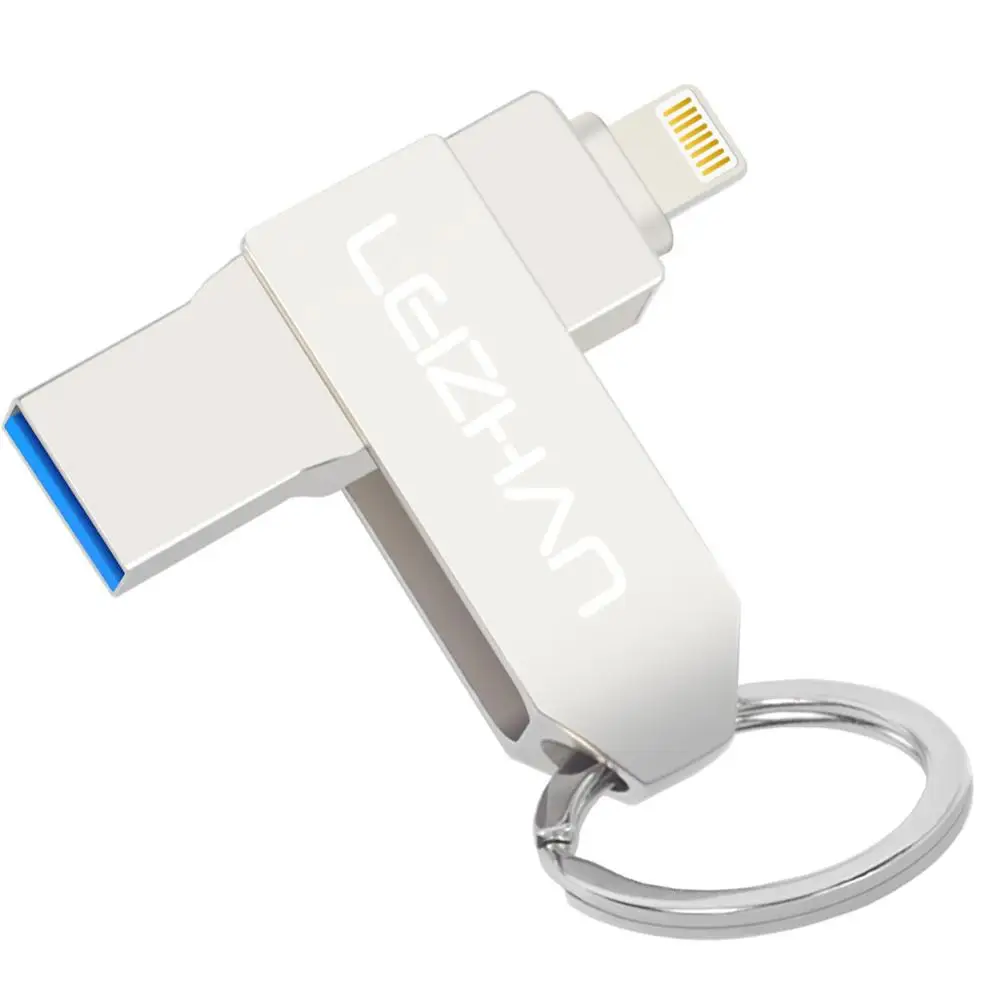LEIZHAN брелок usb флэш накопитель для iPhone lightning Рамочка фотографии 128 ГБ Флешка 64 32 16 3 0
