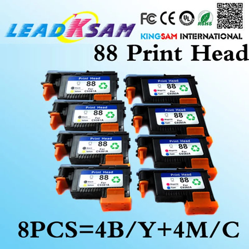 8 шт. совместимый для hp88 печатающая головка C9381A C9382A 88 L7000 L7480 7550 7580 7680 L7710 L7750 L7780 K550