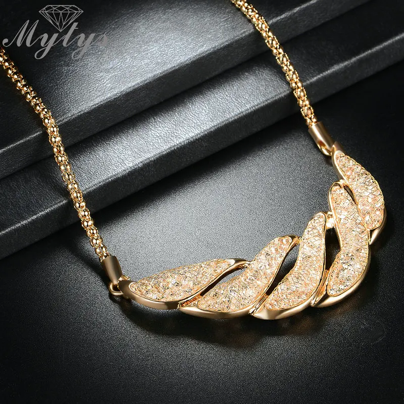 Mytys новый дизайн проволочная сетка заполненная кристаллами кулон ожерелье для