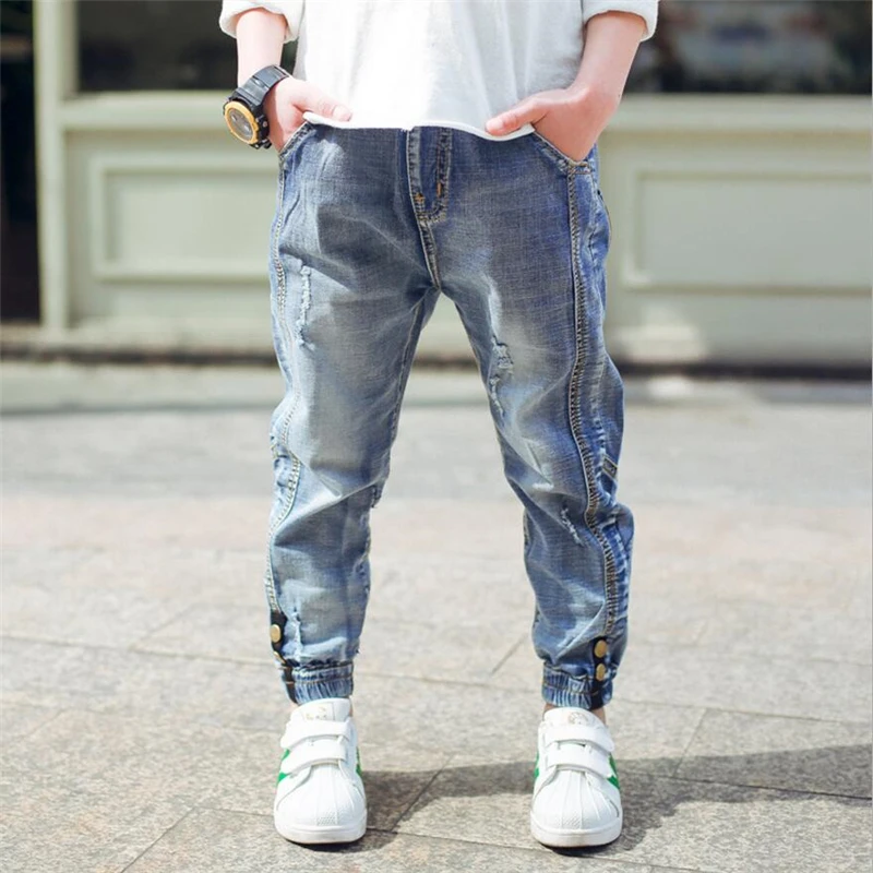 Новая детская одежда джинсы для мальчиков на весну и осень повседневные леггинсы