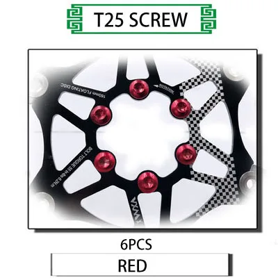 T25 Screw Red VXM велосипедный тормоз 160 мм/180 мм/203 мм Дисковый Тормоз MTB DH дисковые роторы гидрические тормозные колодки поплавок многоцветный ТОРМОЗНЫЕ КОЛОДКИ ЗАПЧАСТИ для велосипеда - Цвет: T25 Screw Red