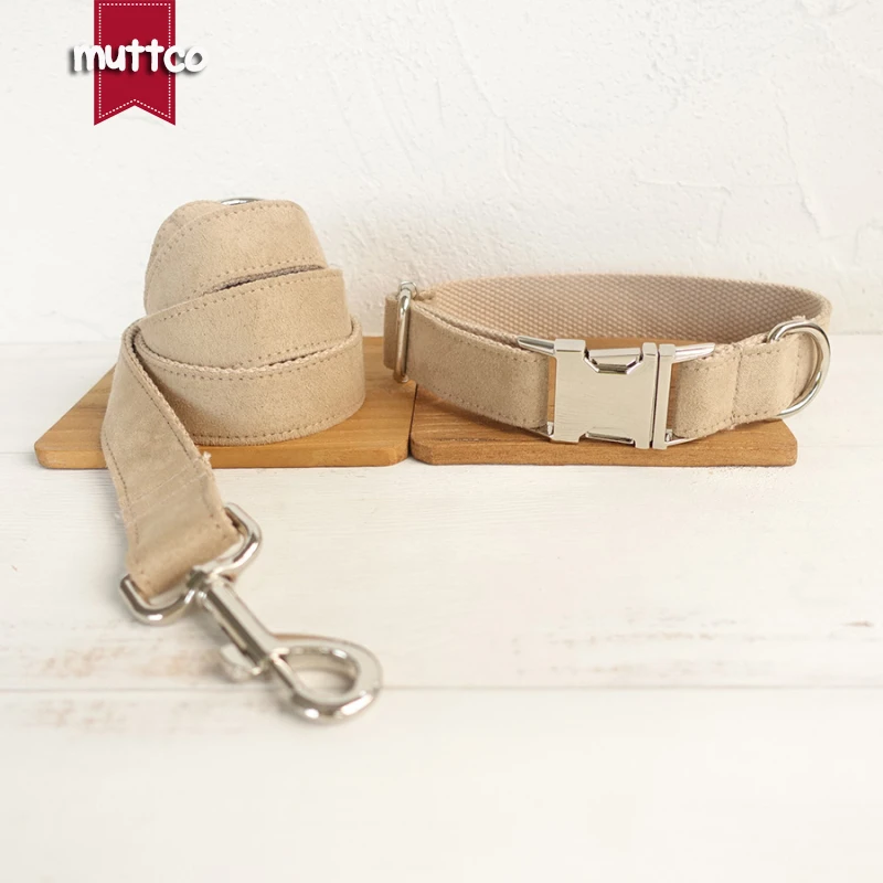 

MUTTCO retailing self-design dog collar THE LADY handmade light brown 5 sizes unique nylon dog collars and leashes UDC027
