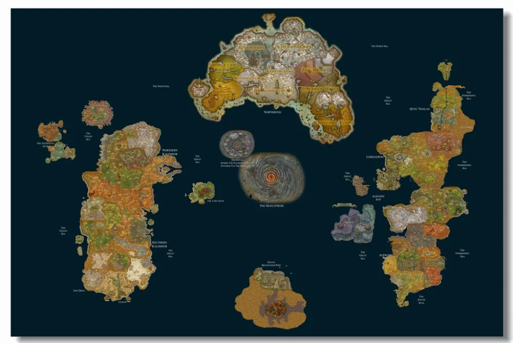 Настенная роспись на заказ настенные наклейки Warcraft World Of Постер WOW Game Карта мира