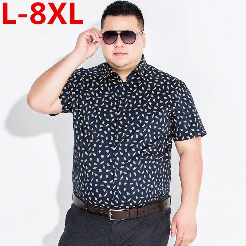 2017 Большие размеры 8XL 7XL 6XL 5XL 4XL мужские повседневные рубашки с принтом модные