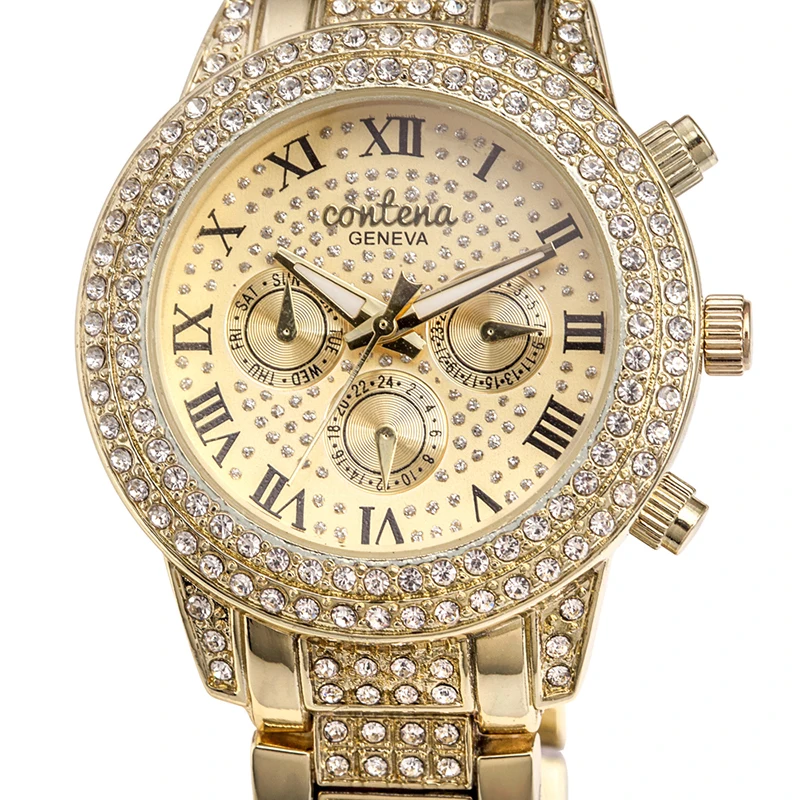 Модные Серебристые часы CONTENA женские стразы роскошные reloj mujer relogio freminino | Наручные