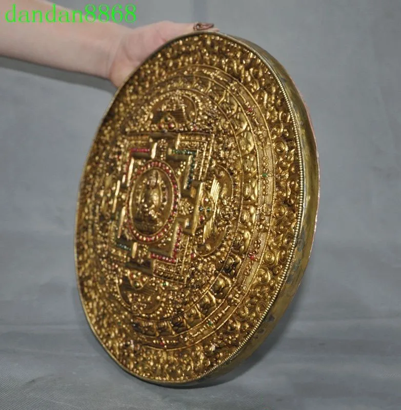 

Christmas 12"Tibet Buddhism Temple Bronze Gilt Shakyamuni Amitabha Buddha Tangka Shrines Halloween