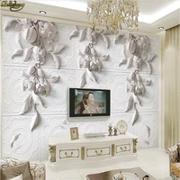 beibehang wall paper custom photo wallpaper mural 3d simple and elegant european style plaster carved relief tv background wall