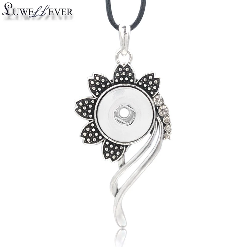 

Metal Fashion Interchangeable Flower Crystal Ginger Necklace 138 Fit 18mm Snap Button Pendant Charm Jewelry For Women Gift