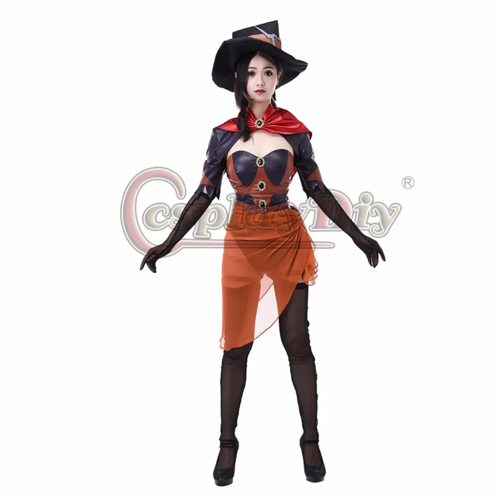 Cosplaydiy игра Мерси Анжела Зиглер Хэллоуин ведьмы кожи Косплей Костюм для взрослых женщин Хэллоуин Карнавал Наряд