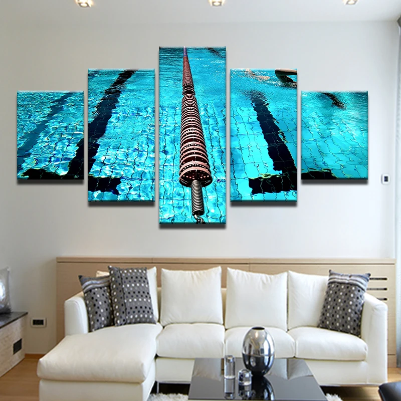 5 шт. на холсте абстракция синий Бассейн Wall Art картина маслом Картины Модульная в