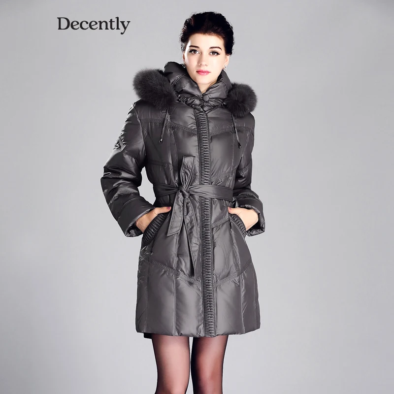 Decently 2017 Новинка женское пальто зимняя куртка женщины парка лиса Мех Пуховик