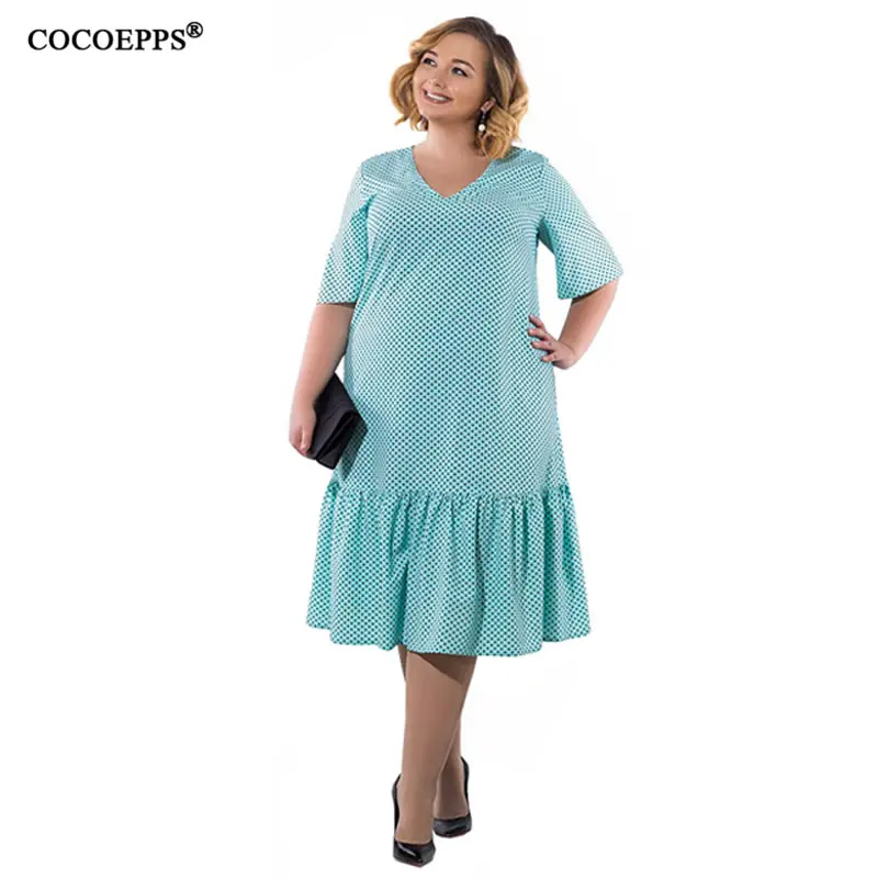 Женское платье в горошек COCOEPPS модное Повседневное стиле пэчворк большого
