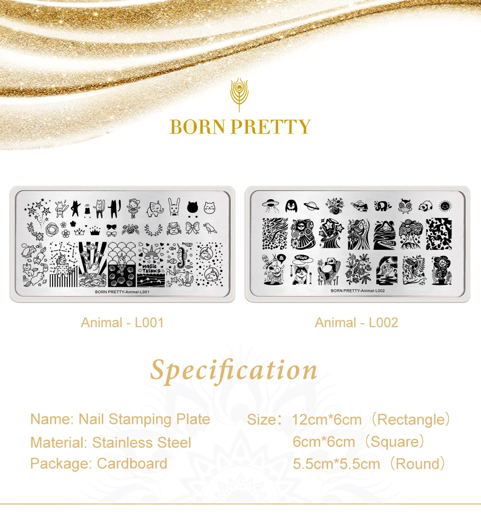 BORN PRETTY Animal прямоугольные пластины для штамповки ногтей Роза Звезда ногтей штамп изображения маникюрный шаблон дизайн ногтей инструменты