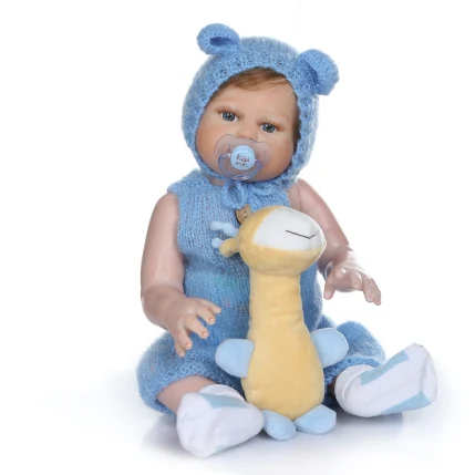 blue doll NPK 48 см bebe Кукла reborn triplets милый, для новорожденных кукла Ручная детальная живопись pinky look полный корпус силикон - Цвет: blue doll