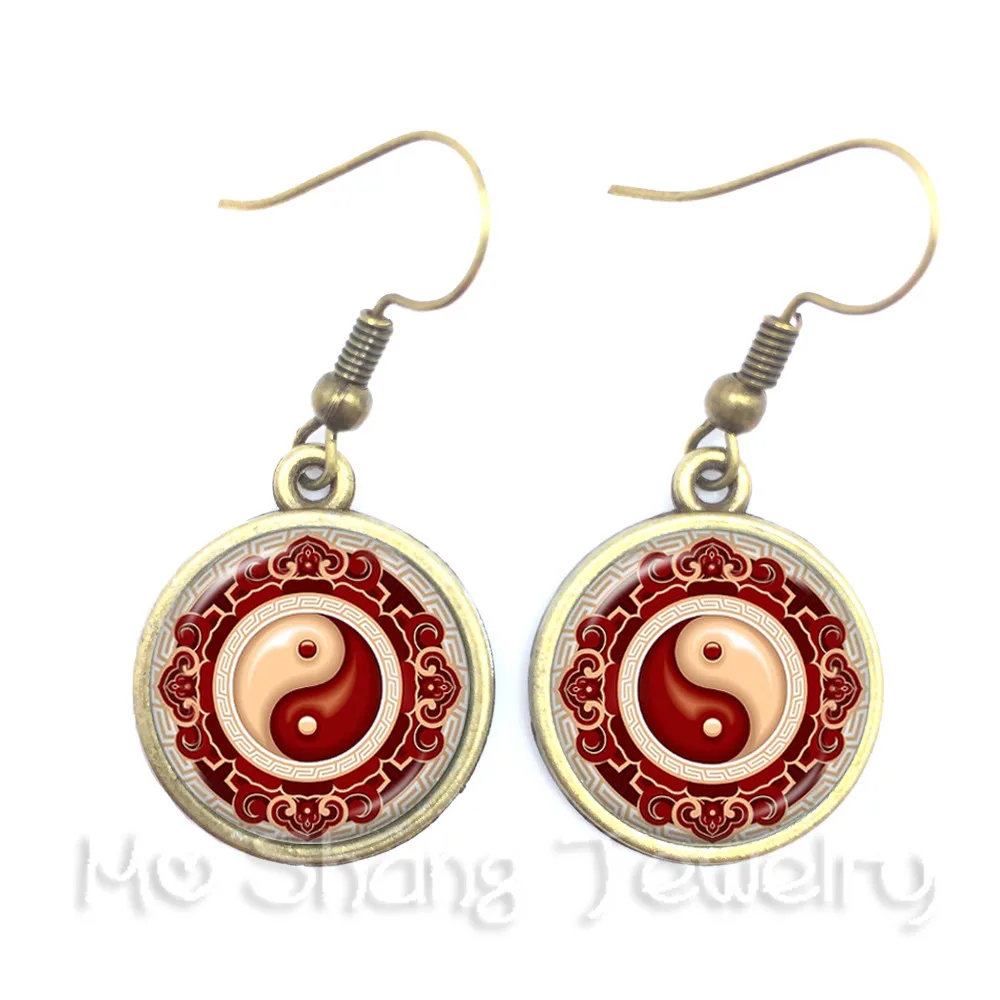 Yin Yang Dangle Earrings Jewelry Black and White Symbol Taoism Buddhism Spiritual Yin-Yang Harmony | Украшения и аксессуары