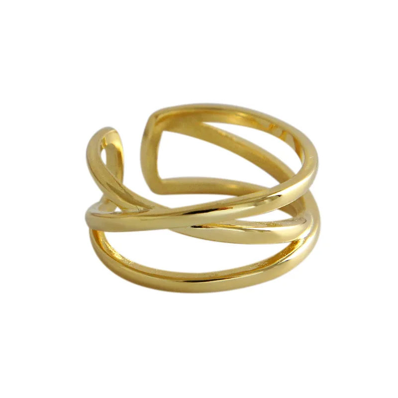 Женское Двухслойное кольцо из серебра 100% пробы регулируемое обручальное с