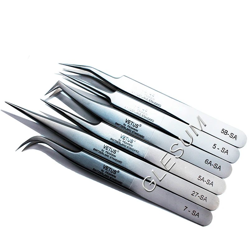 GLESUM 100% Stainless Steel anti-static superhard Eyelash Extension tool Best Tweezer | Красота и здоровье