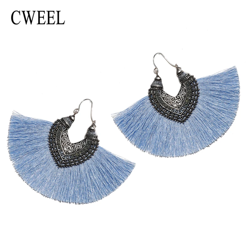 CWEEL Women's Long Tassel Earrings Fringe Earing Fashion Drop Vintage Ethnic Dangle Bohemian Statement Woman 2018 Earring | Украшения и