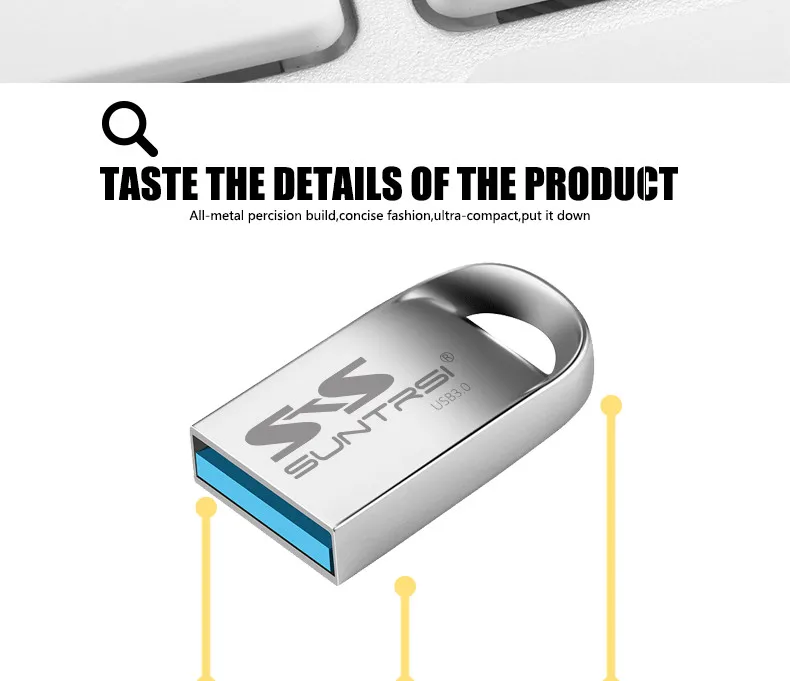 Suntrsi флеш-накопитель usb 3,0, 128 ГБ, 64 ГБ, металлическая ручка-накопитель, реальная емкость, флеш-накопитель, высокоскоростная usb карта памяти