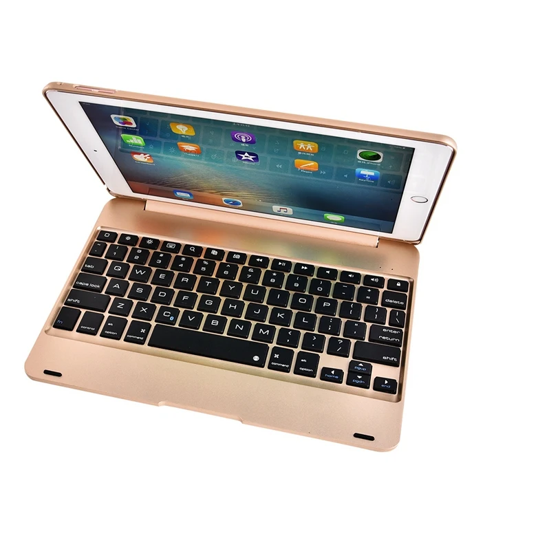 Золотой Для iPad Pro 9,7 дюймов A1673 Беспроводная Bluetooth клавиатура чехол для iPad Pro 9,7() планшетный ПК откидная крышка Подставка+ стилус - Цвет: Золотой