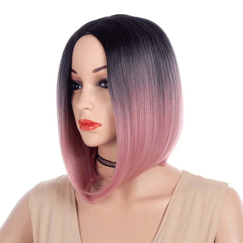 MSI Wigs два тона блонд Омбре парик натуральный афро короткие прямые волосы синтетические парики для женщин термостойкие