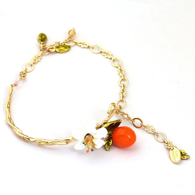 2018 новые эмалированные браслеты ручной работы с белыми цветами и оранжевыми