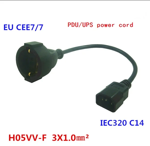 IEC 320 C14 3 контактный штекер для CEE 7/7 Европейский женский Schuko адаптер кабель UPS/PDU