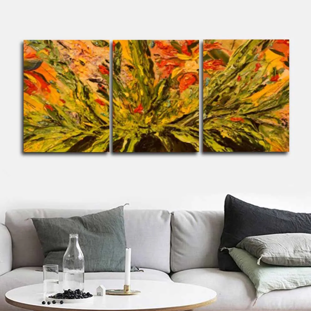 3 Панели без рамки абстрактная Холст Картина маслом современная настенная работа
