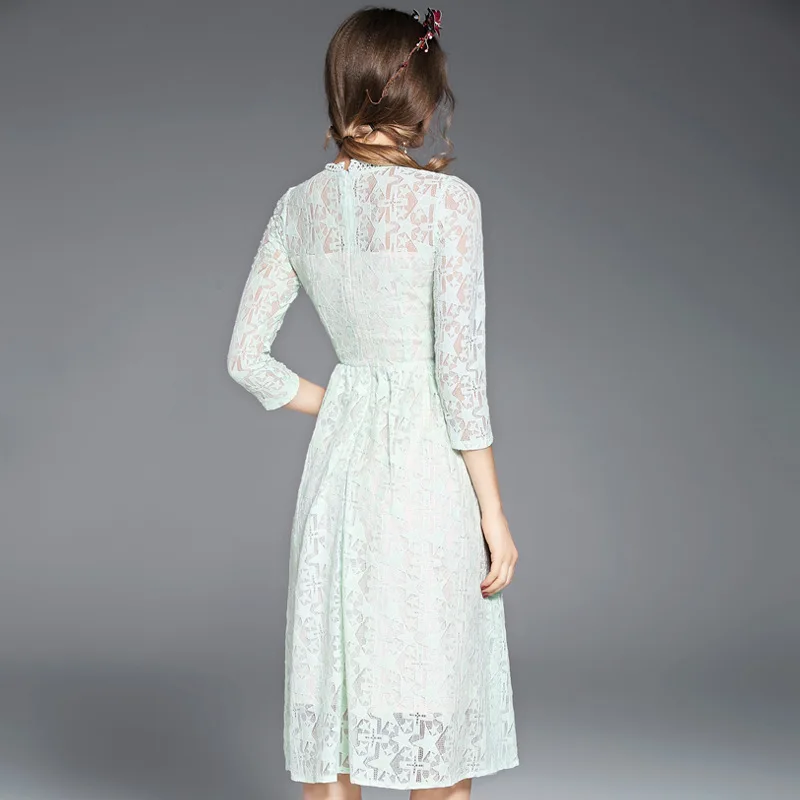 Кружева Платья Весна 2017 Новое Лето Симпатичные Вышивка Цветы Dress Vintage Fashion Женская