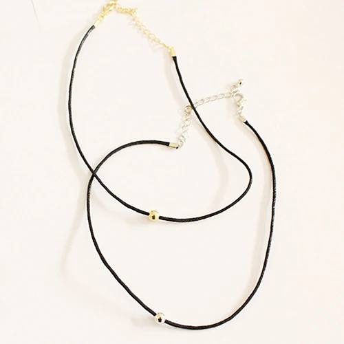 Женское Модное изящное ожерелье из искусственной кожи украшенное бусинами и