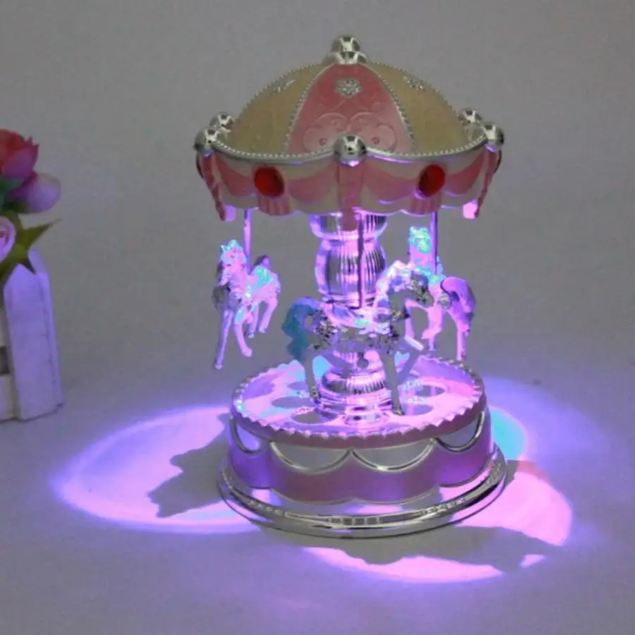 Новая светодиодная музыкальная шкатулка Merry go round Carousel для рабочего стола