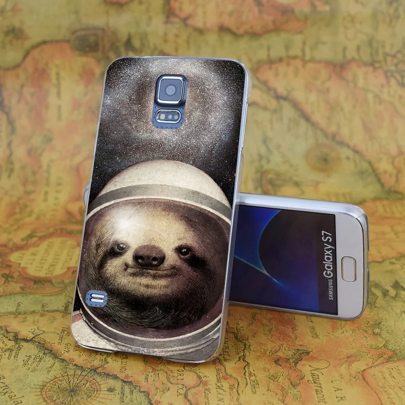 E1263 Space Sloth Transparent Hard PC Case Cover For Samsung Galaxy Note S 3 4 5 6 7 8 9 Mini Edge Plus |