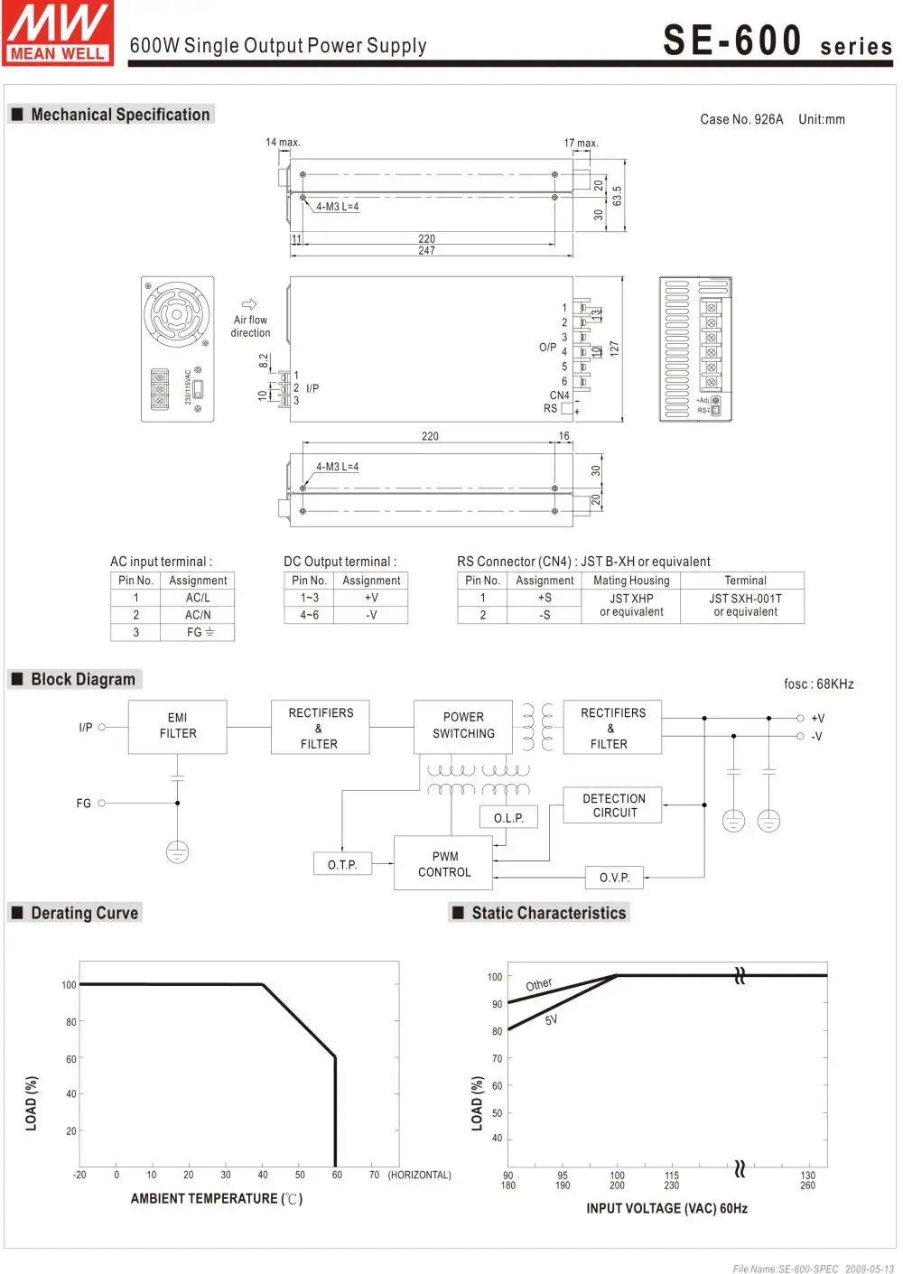Специальные предложения MEAN WELL SE-600-48 48V 12.5A meanwell SE-600 600W одиночный выход питания
