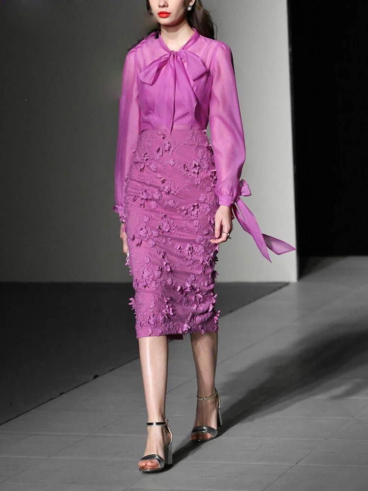 Новое поступление из 2 предметов комплекты Для женщин воротник бант длинный