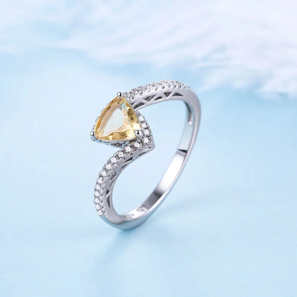 Дважды R природных Обручение кольцо с камнем Для женщин 1.0ct Треугольники