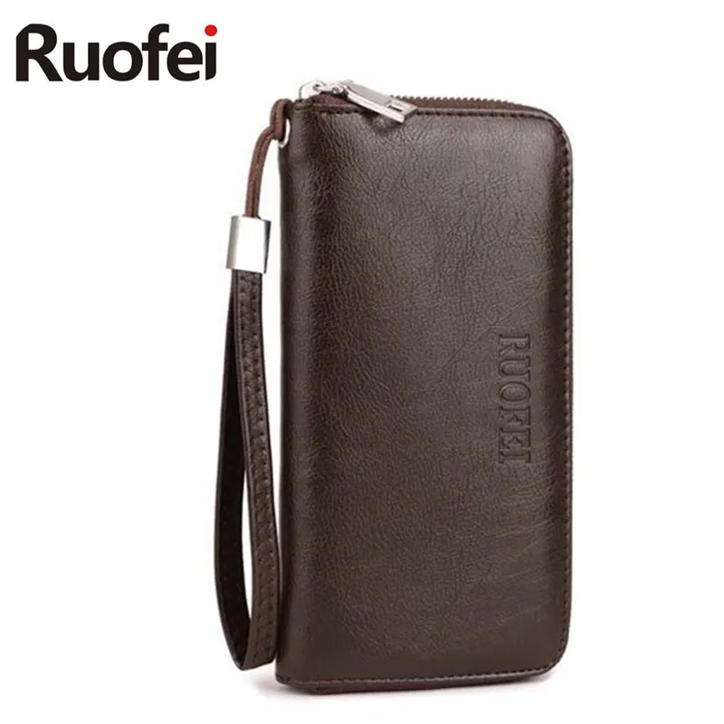 Мужской кожаный кошелек RUO FEI черный/коричневый клатч ручная сумка 2019|mens clutch