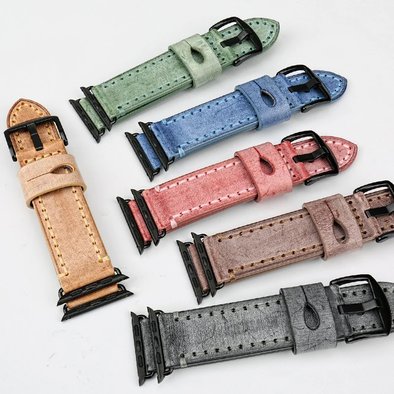 Ремешок кожаный для Apple Watch Band 44 мм 40 42 38 Series SE 6 5 4 3 2 1 | Наручные часы