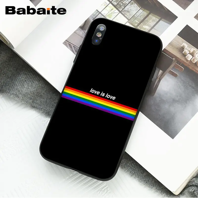 Babaite геи лесбиянки Радужный Флаг ЛГБТ DIY Роскошный чехол для Apple iPhone 8 7 6 6S Plus X XS