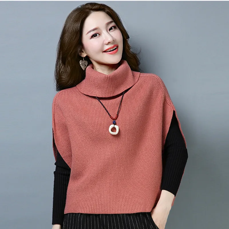2020 New short-sleeved large size loose bottoming sweater high collar Korean version of the thick shirt women's clothing | Женская