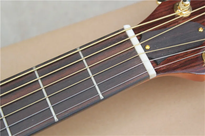 Заводская Заказная 4" cutaway коричневая акустическая гитара с твердой верхней частью Koa может добавить Fishman pickup EQ