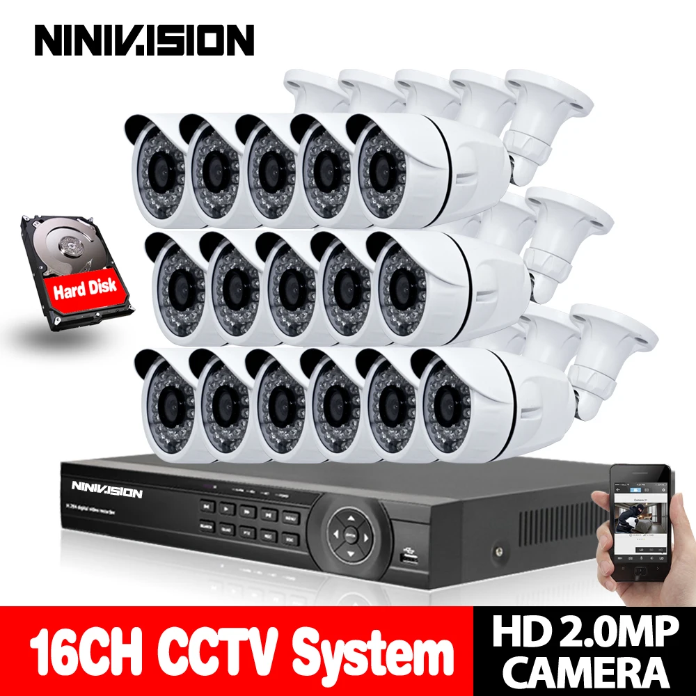

Home 16CH CCTV DVR System AHD DVR 1080P 2.0 Megapixels Enhanced IR Security Camera 3000TVL CCTV Camera Security System 4TB HDD