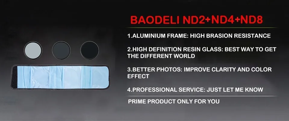 BAODELI Dslr Mrc Filtro один набор, концепция Nd 2 4 8, фильтр объектива 49 52 55 58 62 67 72 77 82 мм для Cannon Nikon sony, аксессуары
