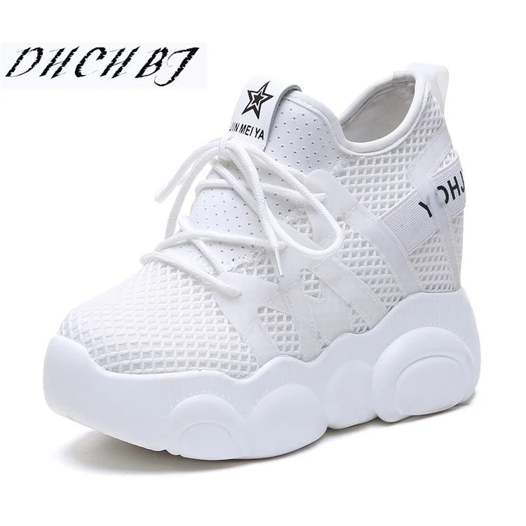 Новинка 2019 женская повседневная обувь на платформе сетчатые дышащие туфли