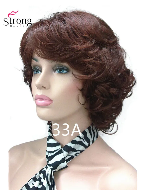 StrongBeauty женские короткие кудрявые термостойкие синтетические каштановые волосы парики выбор цвета