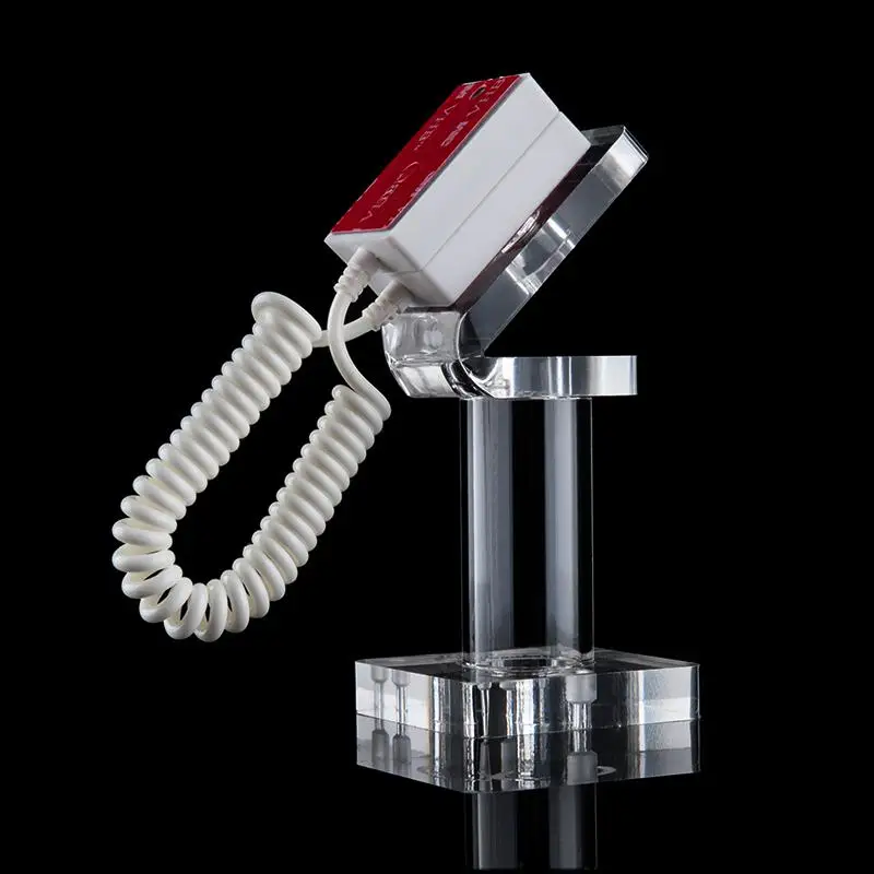 Clear Square Wire Мобильная стойка для выставки телефона настольная подставка для телефона Противоугонная проволочная кабельная цепь Липкая лента Настольный держатель для сотового телефона акриловый поднос - Цвет: Clear Square Wire