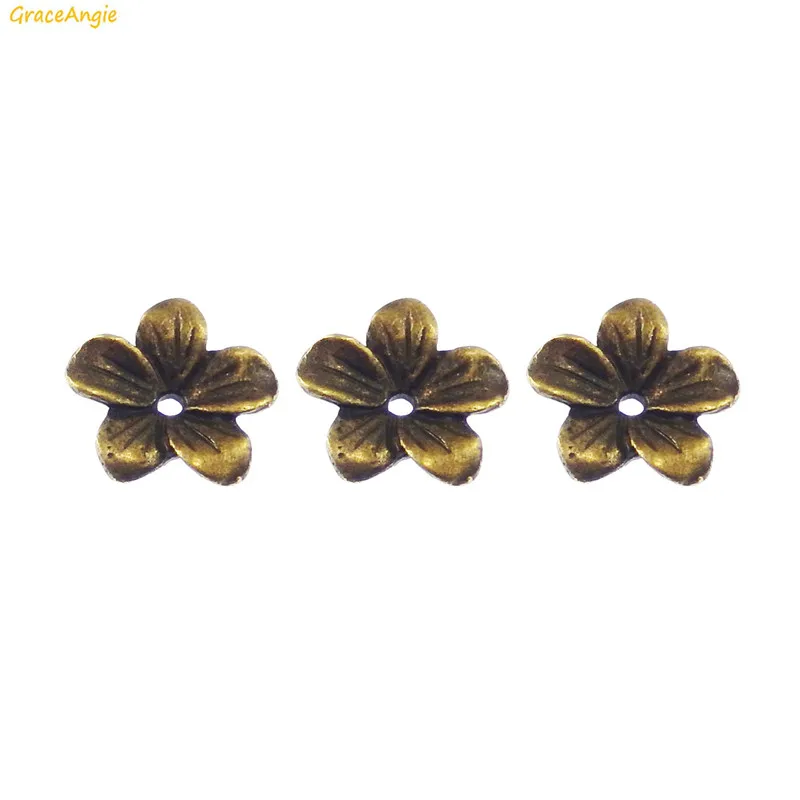GraceAngie 60 шт. бусины в форме цветка металл античная бронза DIY мини ремесла