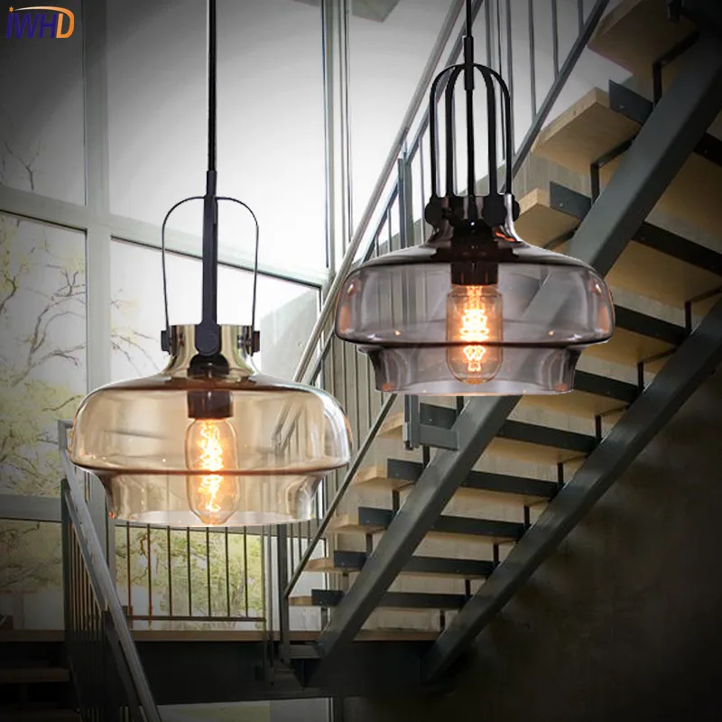 Современный скандинавский светодиодный подвесной светильник IWHD стеклянный