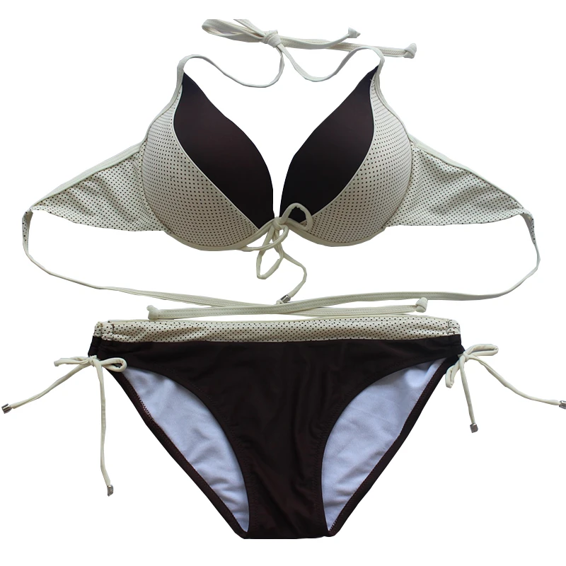 Купальники Для женщин Push Up низкая талия комплект бикини Холтер бинты спинки