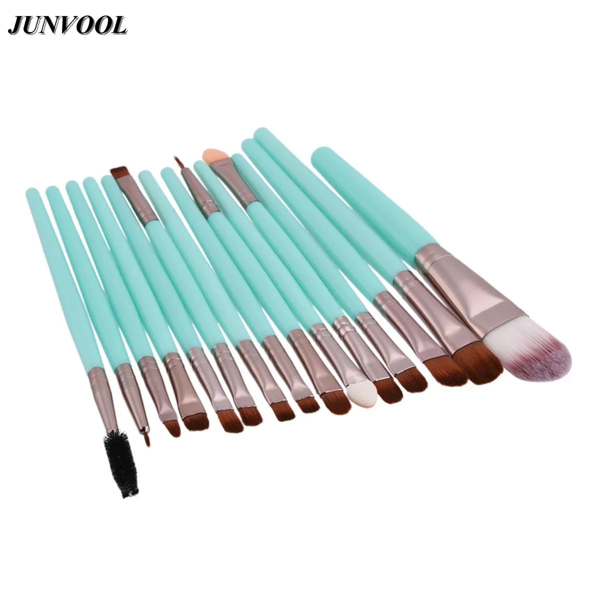 Eye Cosmetic Makeup Brush 15Pcs Green Brown Professional Women Foundation Eyeshadow Eyeliner Lip Brand Make Up Brushes Set | Красота и