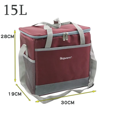 red 15L 15L 25L утолщенная сумка-холодильник, большая Термосумка для пикника, Ланч-бокс, теплоизоляционная сумка на плечо, сумка для льда, еды, напитков, вина, крутая сумка - Цвет: red 15L